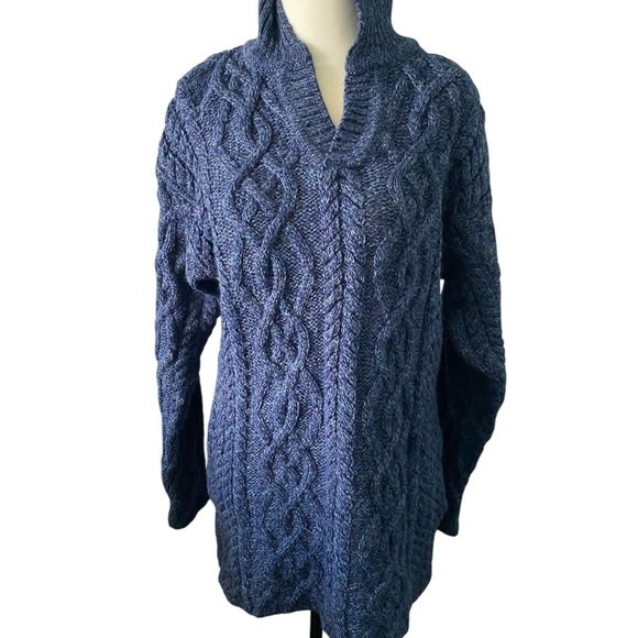 Aran Crafts Navy Wool sweater - Picture 1 of 15